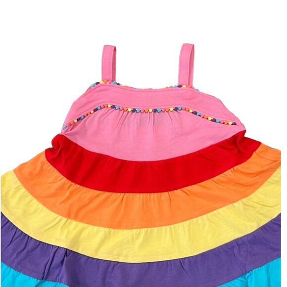 NWT Children's Place Rainbow Pom Pom Tiered Dress - SIZE 6-9 Months - Picture 3 of 7